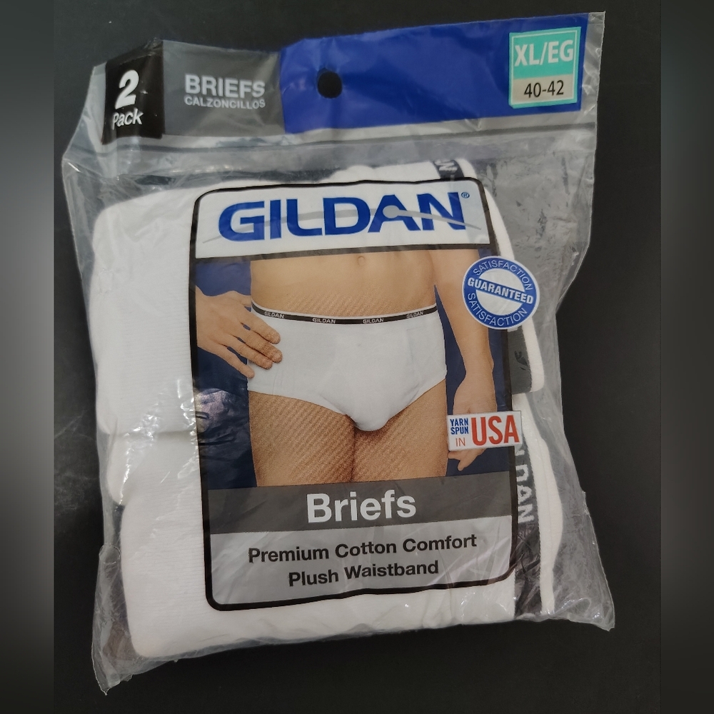 Vtg Gildan Men's White Briefs 2-Pack Size XL 40-42